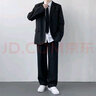 GOKU西裝套裝男休閑西服男大學(xué)生DK制服畢業(yè)禮服正裝 黑色西裝+黑褲子+白襯衫+黑領(lǐng)帶 L 體重110-125斤 曬單實拍圖