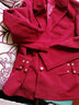 Sorrynam2026新款秋季薄款外套40-50大碼中年女洋氣小西裝外套上衣 酒紅色 2XL 建議105-120斤 曬單實(shí)拍圖