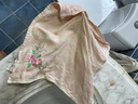 棉田花語(yǔ)無(wú)捻紗布純棉女士小毛巾 可愛(ài)刺繡小方巾輕薄柔軟吸水方巾 方巾-粉色 1條 曬單實(shí)拍圖