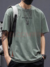 后琤重磅高品質(zhì)純棉短袖t恤男寬松夏季半袖男士潮牌ins上衣男生體恤 灰綠色 XL（145-160斤） 曬單實(shí)拍圖