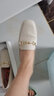 百麗（Belle）羊皮通勤樂(lè )福鞋女壓紋OL單鞋BZ520CA3 米白 36 曬單實(shí)拍圖