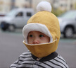 G.DUCKKIDS小黃鴨嬰兒帽子秋冬季男童寶寶護耳帽兒童防風帽幼兒口罩女童雷鋒 黃色 6個月-4歲(44-50cm) x 均碼 曬單實拍圖