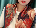 PEAVEY杭州絲綢古典敦煌飛天方巾真絲絲巾女復古百搭桑蠶絲圍巾披肩兩用 敦煌故事 68*68CM 曬單實(shí)拍圖