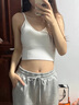 浪莎（LangSha）美背文胸一體卡卡U型美背小吊帶收腹運動(dòng)背心露背性感裹胸抹胸女 一件裝吊帶款[白色] 均碼 80-120斤 曬單實(shí)拍圖