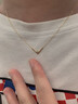 牧笛（MUDI）18K黃金鉆石項鏈女V字母小鉆吊墜au750鎖骨套鏈輕奢真鉆禮物素鏈 18k黃金v形鉆石鎖骨鏈 曬單實(shí)拍圖