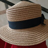 帽子女網(wǎng)紅同款草帽女夏天英倫復古平頂小清新禮帽遮陽(yáng)防曬沙灘度假帽子出游潮夏 深卡其 平頂蝴蝶結草帽 M（56-58cm）成人款 曬單實(shí)拍圖