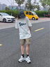 714street印花短袖t恤男夏季美式體恤男士純棉打底衫情侶裝衣服 白色 S 曬單實(shí)拍圖