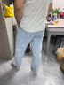 雅鹿夏季薄款牛仔褲男港風(fēng)淺色系冰絲涼感潮流褲子男裝直筒休閑長(cháng)褲 淺白藍 XL 曬單實(shí)拍圖