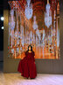 主持人禮服女童紅色新年公主裙女孩高端花童婚禮鋼琴走秀表演出服 酒紅色長(cháng)袖 160 身高155-165/體重42-47kg 曬單實(shí)拍圖