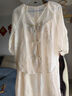 尚都比拉夏季新中式珍珠盤(pán)扣上衣無(wú)痕吊帶刺繡A字裙套裝女 云霜 L  曬單實(shí)拍圖