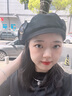 云見森知新款韓系貝雷帽女春秋款冬秋季卡其色皮質(zhì)百搭復(fù)古大頭圍黑色帽子 云炭黑 曬單實(shí)拍圖