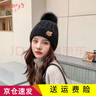 笙格兒 帽子女秋冬季毛線(xiàn)帽百搭兔毛新款韓版時(shí)尚冬天女士加絨加厚保暖套頭針織帽 黑色 均碼 曬單實(shí)拍圖