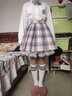 唐努烏（Tang Nu wu）【8件套】少女JK制服百褶格裙襯衫校服正半身學(xué)院風(fēng)短裙子女學(xué)生 芋泥蛋糕【套裝】 M 【90-105斤】 曬單實(shí)拍圖
