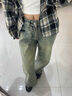 Jret水洗黃泥染淺色直筒牛仔褲女春夏高腰寬松顯瘦拖地褲子ins潮 藍泥色 常規(guī) M 【93-103斤】 曬單實拍圖