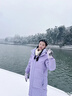 東北哈爾濱旅游防寒保暖鵝絨羽絨服男女士長款加厚中長羽絨衣外套 雪霧紫白鵝絨 男女同款 S 充絨量280克 90斤-110斤 曬單實拍圖