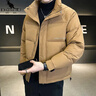 袋鼠（DaiShu）奢侈高檔品牌男裝冬季羽絨服男士短款加厚潮牌立領(lǐng)白鴨絨保暖外套 【當天發(fā)貨】焦糖色 XL 曬單實(shí)拍圖