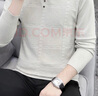 皮爾卡丹（pierre cardin）男士長(zhǎng)袖t恤V領(lǐng)春秋季針織打底衫薄款秋裝上衣內(nèi)搭衣服體恤 米白色 L【適合110-130斤】 曬單實(shí)拍圖