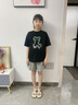 可可鴨（QQ DUCK）童裝兒童短袖T恤女童夏裝汗衫學生青少年衣服小熊T黑色；150 曬單實拍圖