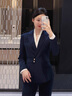 普妮姿藏青色西裝外套女春秋季ol通勤氣質(zhì)正裝工作服高端女神范職業(yè)套裝 【長袖】單件藏青色西裝 L 曬單實(shí)拍圖