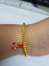 紅色年輪黃金手鏈女 999足金古法金珠子轉運珠手鏈男 3D硬金佛塔三通手串 4mm基礎款【金珠三通】金約2.8g 曬單實(shí)拍圖