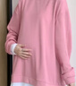 婧麒（JOYNCLEON）孕婦裝秋冬季長(zhǎng)袖假兩件上衣衛(wèi)衣托腹褲兩件套裝 粉色 L Jtz17193 曬單實(shí)拍圖