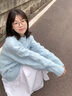 DXOT韓系甜美慵懶感藍(lán)色毛衣女秋冬季2025新款寬松加厚套頭針織衫上衣 藍(lán)色 M 45/55kg 曬單實(shí)拍圖