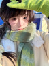 逸兼條紋圍巾女冬季韓版加厚仿馬海毛圍脖披肩洋氣保暖學(xué)生披肩圍巾 【0396綠色200*40cm】顯白 曬單實(shí)拍圖