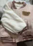 童校生（TONGXIAOSHENG）婴儿衣服加绒棒球服棉衣外套秋冬装女宝宝男童加厚上衣小童卫衣 浅奶茶加绒 80 实拍图