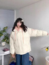 納琳雅Nalinya2025新款秋季套裝女學(xué)生韓版寬松學(xué)院風(fēng)衛(wèi)衣+牛仔褲兩件套 杏系帶衛(wèi)衣+系帶牛仔褲 M 建議95-110斤 曬單實(shí)拍圖