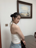 如鉆吊帶背心女帶胸墊綁帶性感美背內搭露臍春夏季百搭棉無(wú)袖打底上衣 白色 M 曬單實(shí)拍圖