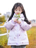 G.duck小黃鴨女孩羽絨棉服庫洛米新款冬季兒童洋氣加厚保暖棉襖女孩外套 紫色 【配包包】 130 cm(130cm) 曬單實(shí)拍圖