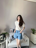 Calvin KleinJeans夏季女士經(jīng)典ck復(fù)古潮流毛邊高腰寬松牛仔短褲J224362 1AA-牛仔淺藍(lán) 25 曬單實(shí)拍圖