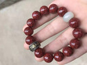 鉑帝亞原礦晶體朱砂手鏈玉平安扣本命年佛珠手串男女款飾品禮物 12mm 曬單實(shí)拍圖