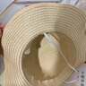 妙奕嘉草帽女防曬沙灘帽度假海邊帽子大帽檐夏季草編遮陽帽遮臉太陽帽子 花布遮陽草帽【米色】 曬單實(shí)拍圖