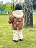 幼歌（YOUGE）嬰幼兒連帽卡通可愛(ài)手指童趣印花保暖舒適加厚連帽棉衣 卡其棕 90 cm 曬單實(shí)拍圖