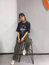 至唯 復(fù)古重磅短袖t恤男士夏季美式潮牌流寬松男款夏天潮流半袖上衣服 XT118黑灰色 XL【推薦140-160斤】 曬單實拍圖