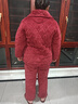 隨閱冬季中老年睡衣女珊瑚絨三層棉襖加厚加絨奶奶套裝老人保暖家居服 N5210 酒紅玫瑰 牛奶絨 升級加厚 XL碼（105-120斤） 曬單實(shí)拍圖
