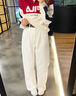 FILA 斐樂(lè )官方女子套頭衛衣休閑寬松拼色針織翻領(lǐng)上衣 鮮乳白-IV S 曬單實(shí)拍圖