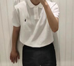 POLO拉夫勞倫短袖polo衫男士翻領(lǐng)商務(wù)休閑純色夏季新款寬松半袖體恤衫 白色寶藍標 M 150斤左右 曬單實(shí)拍圖