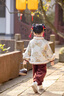 班喜迪女童漢服套裝冬季周歲寶寶禮服新中式兒童新年唐裝男童過(guò)年拜年服 杏色 100 cm 曬單實(shí)拍圖