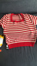 啄木鳥(niǎo)黑白冰絲條紋針織衫短袖T恤女23夏季新款正肩薄款方領(lǐng)短款上衣 紅色 L 曬單實(shí)拍圖