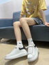 SENMA森馬小白鞋女夏季2025新款透氣休閑百搭學(xué)生厚底內(nèi)增高真皮麥昆板鞋子 白黑 38 曬單實(shí)拍圖