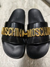 MOSCHINOMoschino/莫斯奇諾  男士字母Logo修飾一字拖鞋 金色 42 曬單實(shí)拍圖