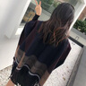 PEAVEY 披肩外套女韓版百搭流蘇撞色格子開衫羊毛毛呢長(zhǎng)披風(fēng)雙面斗篷春秋 藏青色 曬單實(shí)拍圖