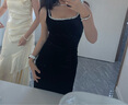YIOU法式吊帶禮服連衣裙女2025春夏修身開叉赫本風(fēng)絲絨黑色中長(zhǎng)裙3711 黑色 L 曬單實(shí)拍圖