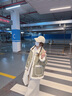 CTOX綠色小個(gè)子牛角扣外套女冬季2025新款百搭厚實(shí)保暖皮毛一體棉服 豆綠色 M 120斤內 曬單實(shí)拍圖