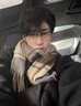 朗琦威尊圍巾男2025新款冬季保暖格子女韓版百搭針織圍脖送男生日禮物情侶 藍咖 曬單實(shí)拍圖