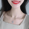 莞晗999足銀項鏈女愛(ài)心鎖骨鏈心形吊墜飾品七夕情人節生日禮物送女友 藍鋯項鏈【摯愛(ài)玫瑰花盒】 曬單實(shí)拍圖