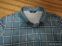 勁霸男裝 【100%棉】商務(wù)休閑格子短袖T恤男|BTBG2732 粉青 M 曬單實(shí)拍圖