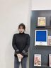 純邇秋冬半高領(lǐng)加厚毛衣女寬松彩色夾條針織衫時尚洋氣新款打底衫上衣 米白色 S 曬單實拍圖